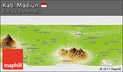 Physical Panoramic Map of Kab. Madiun