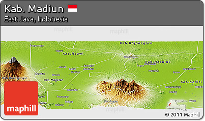 Physical Panoramic Map of Kab. Madiun