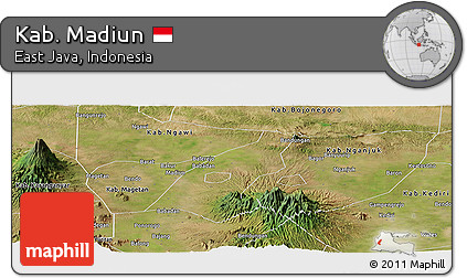Satellite Panoramic Map of Kab. Madiun