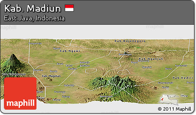Satellite Panoramic Map of Kab. Madiun