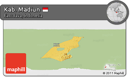 Savanna Style Panoramic Map of Kab. Madiun, single color outside