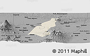 Shaded Relief Panoramic Map of Kab. Madiun, darken, desaturated