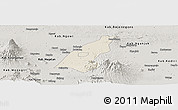 Shaded Relief Panoramic Map of Kab. Madiun, semi-desaturated