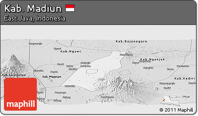 Silver Style Panoramic Map of Kab. Madiun