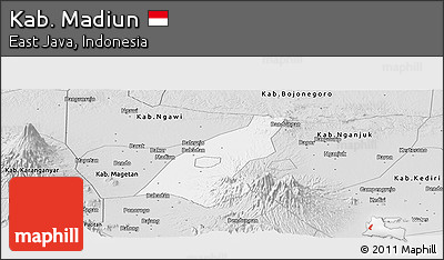 Silver Style Panoramic Map of Kab. Madiun