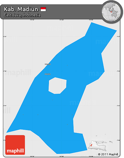 Political Simple Map of Kab. Madiun, single color outside