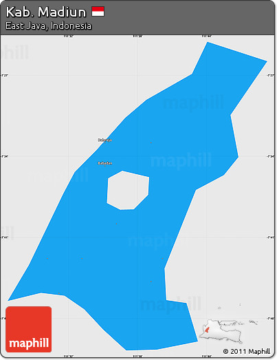 Political Simple Map of Kab. Madiun, single color outside