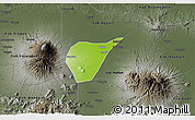 Physical 3D Map of Kab. Magetan, darken, semi-desaturated