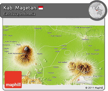 Physical 3D Map of Kab. Magetan