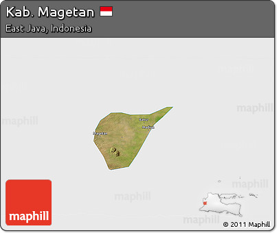 Satellite 3D Map of Kab. Magetan, single color outside