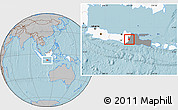 Gray Location Map of Kab. Magetan, highlighted country, highlighted parent region, hill shading