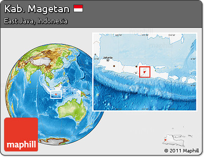 Physical Location Map of Kab. Magetan, highlighted country