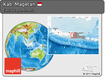 Physical Location Map of Kab. Magetan, highlighted country, highlighted parent region