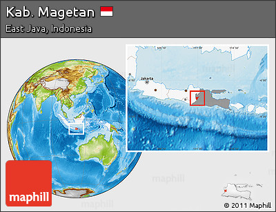 Physical Location Map of Kab. Magetan, highlighted country, highlighted parent region