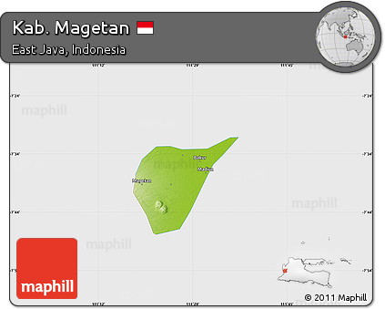 Physical Map of Kab. Magetan, single color outside