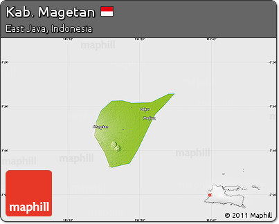 Physical Map of Kab. Magetan, single color outside
