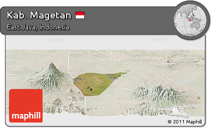 Satellite Panoramic Map of Kab. Magetan, lighten