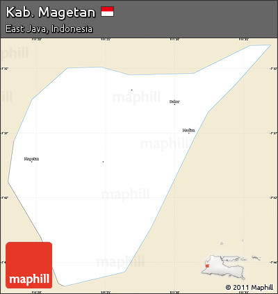 Classic Style Simple Map of Kab. Magetan, single color outside