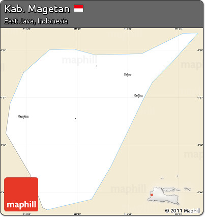 Classic Style Simple Map of Kab. Magetan, single color outside