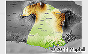 Physical 3D Map of Kab. Malang, darken, desaturated