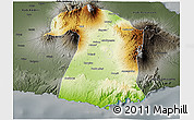 Physical 3D Map of Kab. Malang, darken, semi-desaturated