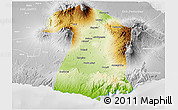 Physical 3D Map of Kab. Malang, lighten, desaturated