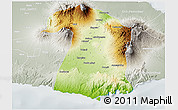 Physical 3D Map of Kab. Malang, lighten, semi-desaturated