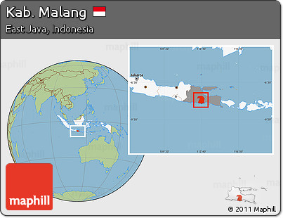 Savanna Style Location Map of Kab. Malang, highlighted country, highlighted parent region