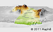 Physical Panoramic Map of Kab. Malang, lighten, desaturated