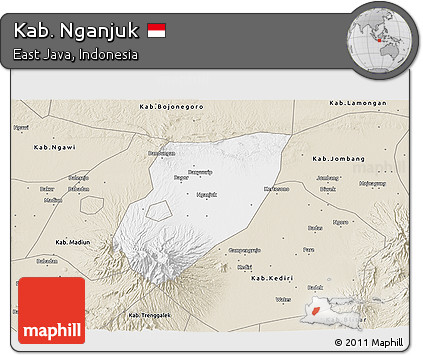 Classic Style 3D Map of Kab. Nganjuk