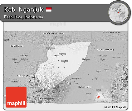 Gray 3D Map of Kab. Nganjuk