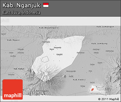 Gray 3D Map of Kab. Nganjuk