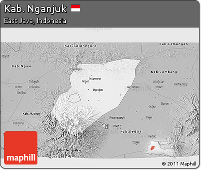 Gray 3D Map of Kab. Nganjuk