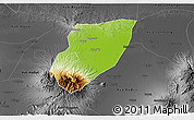 Physical 3D Map of Kab. Nganjuk, darken, desaturated