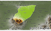 Physical 3D Map of Kab. Nganjuk, darken, semi-desaturated