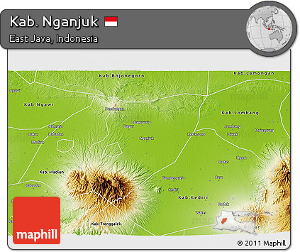 Physical 3D Map of Kab. Nganjuk