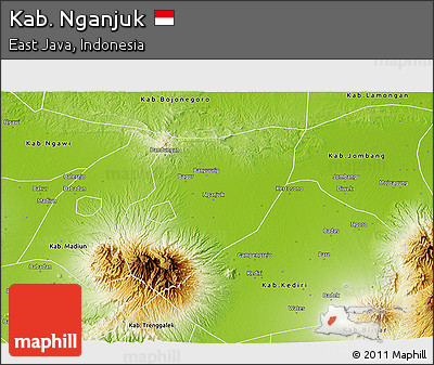 Physical 3D Map of Kab. Nganjuk