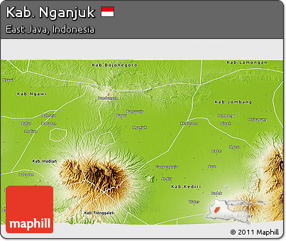 Physical 3D Map of Kab. Nganjuk