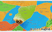 Physical 3D Map of Kab. Nganjuk, political outside