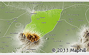 Physical 3D Map of Kab. Nganjuk, semi-desaturated