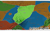 Political 3D Map of Kab. Nganjuk, darken