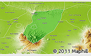 Political 3D Map of Kab. Nganjuk, physical outside