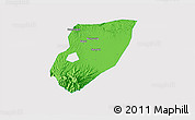 Political 3D Map of Kab. Nganjuk, single color outside
