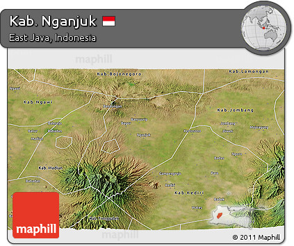 Satellite 3D Map of Kab. Nganjuk