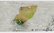 Satellite 3D Map of Kab. Nganjuk, lighten, semi-desaturated