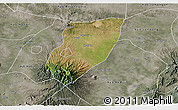 Satellite 3D Map of Kab. Nganjuk, semi-desaturated