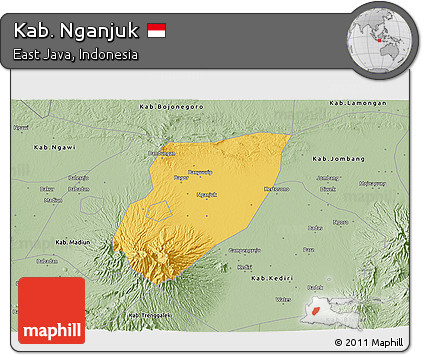 Savanna Style 3D Map of Kab. Nganjuk