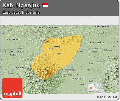 Savanna Style 3D Map of Kab. Nganjuk