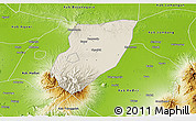 Shaded Relief 3D Map of Kab. Nganjuk, physical outside