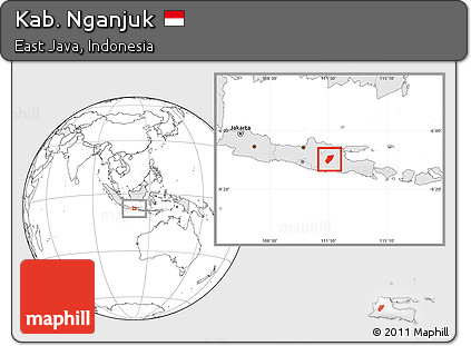 Blank Location Map of Kab. Nganjuk, highlighted country